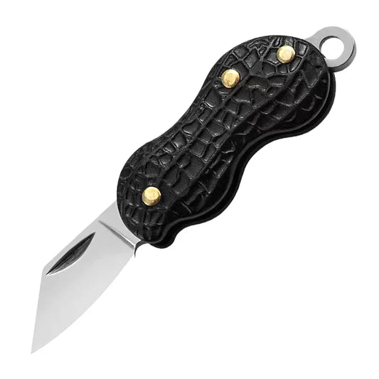 Portable Outdoor Stainless Steel Box Opening Peanut Shape Hiking Pocket Knife Mini Folding Keychain Necklace Knife Peeling Knife